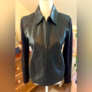 Charter club leather sweater jacket